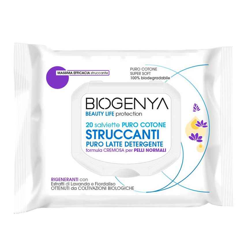 BIOGENYA OED SALVIETTINE STRUCCANTI IN COTONE LATTE PELLI NORMALI 20 PEZZI - Farmacia Bartoli
