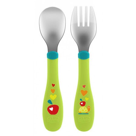 CHICCO POSATE INOX 18M+ VERDE - Farmacia Bartoli