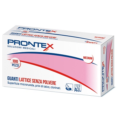 PRONTEX GUANTO IN LATTICE SENZA POLVERE MEDIO 100 PEZZI - Farmacia Bartoli