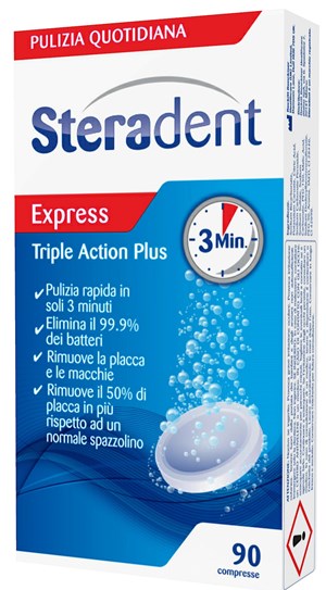 STERADENT TRIPLE ACTION PLUS 90 COMPRESSE PULENTI - Farmacia Bartoli