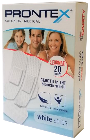 CEROTTO PRONTEX WHITE STRIPS IN TESSUTO NON TESSUTO BIANCO STERILE 3 FORMATI 20 PEZZI - Farmacia Bartoli