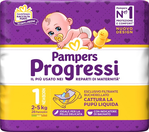 PAMPERS PROGRESSI NEWBORN PANNOLINO 1 2-5KG 28 PEZZI - Farmacia Bartoli