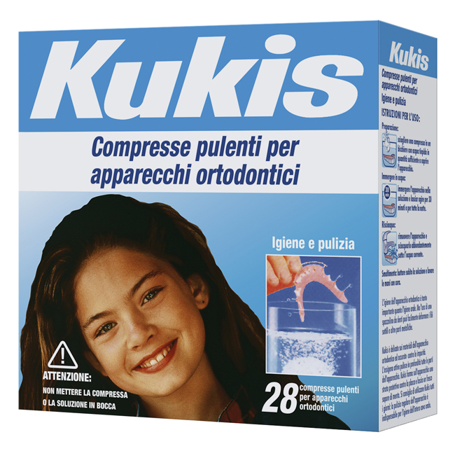 KUKIS CLEANSER 28 COMPRESSE PER PULIZIA APPARECCHI ORTODONTICI - Farmacia Bartoli