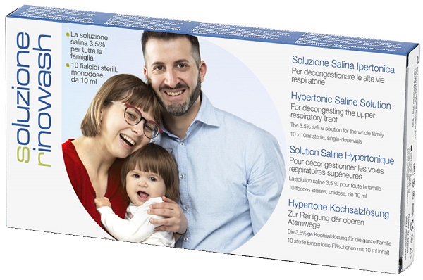 RINOWASH SOLUZIONE SALINA IPERTONICA PER PULIZIA NASO 10 FIALE RICHIUDIBILI X 10 ML - Farmacia Bartoli