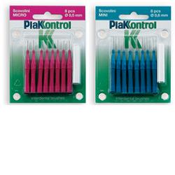 PLAKKONTROL SCOVOLINO MINI 0,6 MM 8 PEZZI + MANICO - Farmacia Bartoli