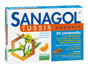 SANAGOL TUSSIS ARANCIA 24 CARAMELLE - Farmacia Bartoli