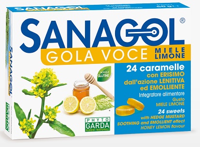 SANAGOL GOLA VOCE MIELE LIMONE 24 CARAMELLE - Farmacia Bartoli