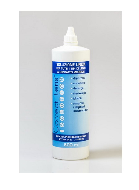 SOLUZIONE OCULARE PER LA CONSERVAZIONE E PULIZIA DELLE LENTIA CONTATTO CORRECT LENS SOLUTION 500ML - Farmacia Bartoli