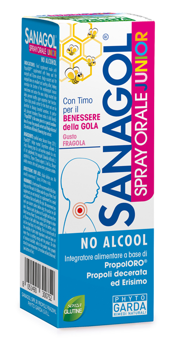 SANAGOL SPRAY JUNIOR PROPOLI FRAGOLA 20 ML - Farmacia Bartoli