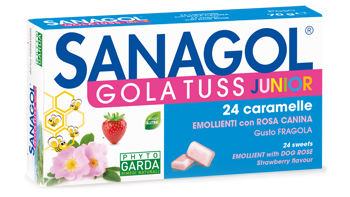 SANAGOL GOLA TUSS JUNIOR FRAGOLA 24 CARAMELLE - Farmacia Bartoli