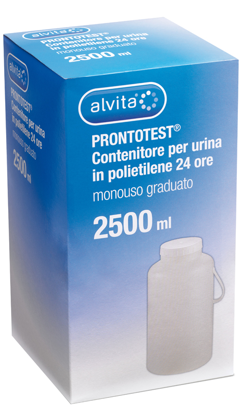 CONTENITORE PER URINA ALVITA PRONTOTEST IN POLIETILENE 24 ORE GRADUATO 2500ML - Farmacia Bartoli