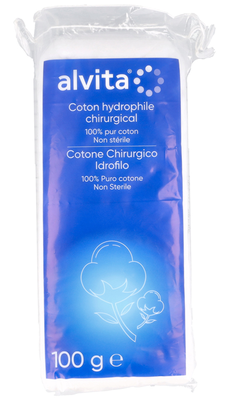 COTONE CHIRURGICO IDROFILO ALVITA 100% PURO COTONE 100 G - Farmacia Bartoli