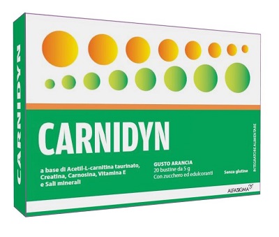 CARNIDYN 20 BUSTINE DA 5 G GUSTO ARANCIA - Farmacia Bartoli