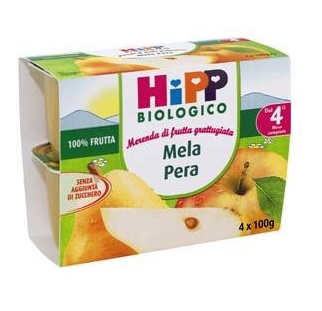 HIPP BIO FRUTTA GRATTUGGIATA MELA PERA 4X100 G - Farmacia Bartoli