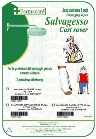 SALVAGESSO PER GAMBALETTO UTILE PER LA PROTEZIONE DEL GESSO DURANTE LA DOCCIA 6 PEZZI - Farmacia Bartoli