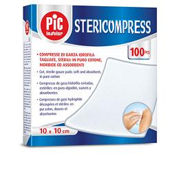 GARZA COMPRESSA IDROFILA PIC STERICOMPRESS 10X10 CM 4 BUSTE  25 PEZZI - Farmacia Bartoli