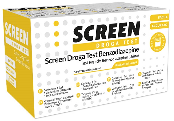 SCREEN DROGA TEST BENZODIAZEPINE TEST ANTIDROGA CON CONTENITORE URINA - Farmacia Bartoli