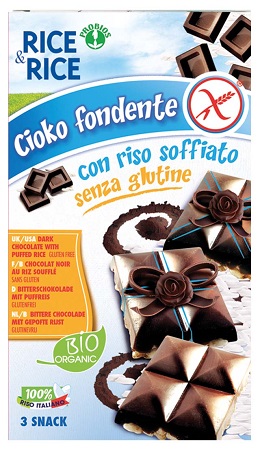 RICE&RICE CIOKO - RISO SOFFIATO E CIOCCOLATO FONDENTE 3 X 25 G SENZA LIEVITO - Farmacia Bartoli