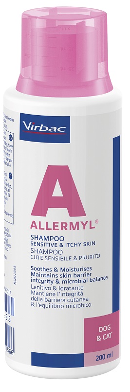 ALLERMYL SHAMPOO PER CUTE SENSIBILE E PRURITO CANE E GATTO 200 ML - Farmacia Bartoli