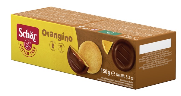 SCHAR ORANGINO BISCOTTI CON RIPIENO AL GUSTO DI ARANCIA RICOPERTI CON CIOCCOLATO 150 G - Farmacia Bartoli