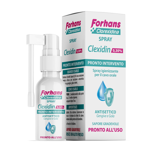 COLLUTORIO SPRAY CON CLOREXIDINA FORHANS CLEXIDIN 50ML - Farmacia Bartoli