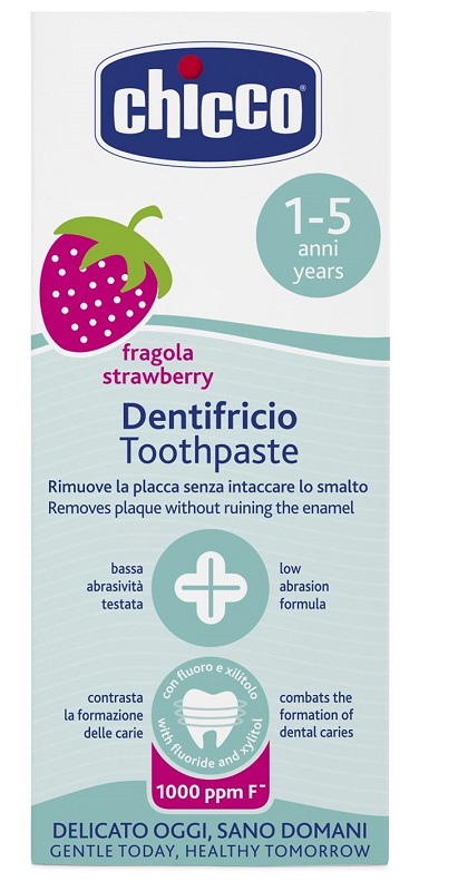 CHICCO DENTIFRICIO FRAGOLA 50 ML 12M+ CON FLUORO - Farmacia Bartoli