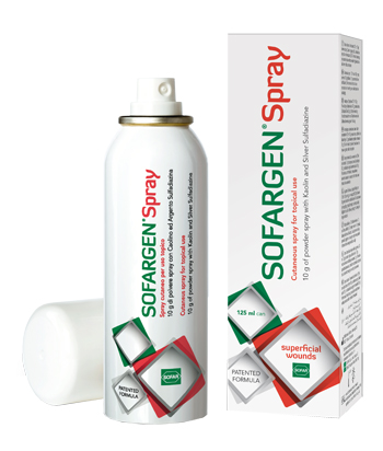 MEDICAZIONE IN POLVERE SPRAY CON CAOLINO E ARGENTO SULFADIAZINA 1% SOFARGEN SPRAY 10 G BOMBOLETTA PRESSURIZZATA 125 ML - Farmacia Bartoli