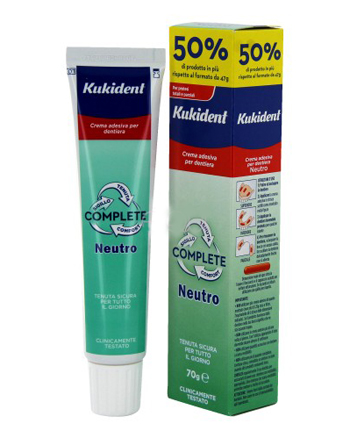 KUKIDENT NEUTRO COMPLETE CREMA ADESIVA PER PROTESI DENTARIE 70 G - Farmacia Bartoli