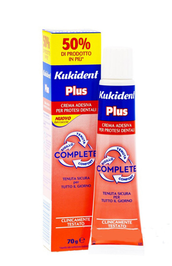 KUKIDENT PLUS COMPLETE CREMA ADESIVA PER PROTESI DENTARIE 70 G - Farmacia Bartoli