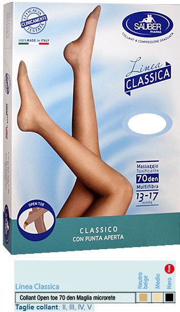 SAUBER COLLANT OPEN TOE MAGLIA MICRORETE 70 DEN COLORE MEDIO 4 LINEA CLASSICA - Farmacia Bartoli