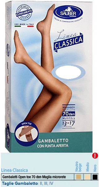 SAUBER GAMBALETTO OPEN TOE MAGLIA MICRORETE 70 DEN COLORE MEDIO TAGLIA 4 LINEA CLASSICA - Farmacia Bartoli