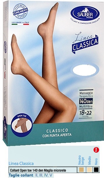 SAUBER COLLANT OPEN TOE MAGLIA MICRORETE 140 DEN COLORE MEDIO 3 LINEA CLASSICA - Farmacia Bartoli