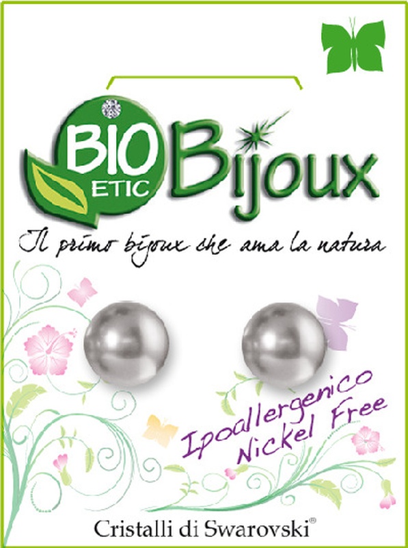 ORECCHINI STERILI 8 MM CON PERLA COLORE LIGHT GREY - Farmacia Bartoli