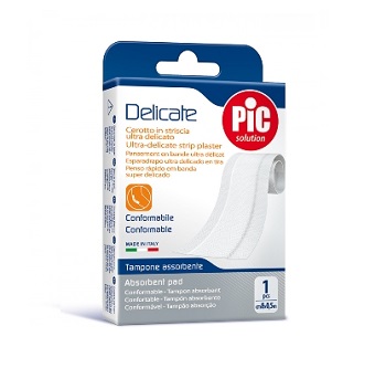 CEROTTO PIC DELICATE STRISCIA BIANCA CON TAMPONE ANTIBATTERICO CM 8X0,5 M - Farmacia Bartoli