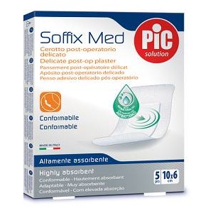 CEROTTO PIC SOFFIX MED IN TNT CON TAMPONE CENTRALE ASSORBENTE STERILE MONOUSO 10X6 CM ANTIBATTERICO 5 PEZZI - Farmacia Bartoli