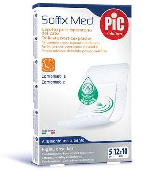 CEROTTO PIC SOFFIX MED IN TNT CON TAMPONE CENTRALE ASSORBENTE STERILE MONOUSO 10X12 CM ANTIBATTERICO 5 PEZZI - Farmacia Bartoli