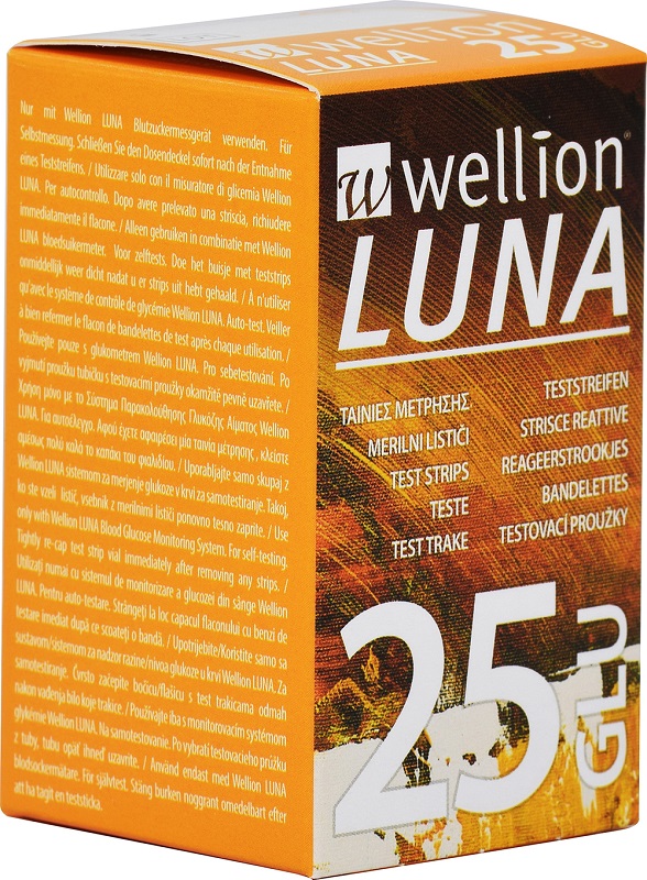 WELLION LUNA 25 STRIPS STRISCE PER MISURAZIONE GLICEMIA - Farmacia Bartoli
