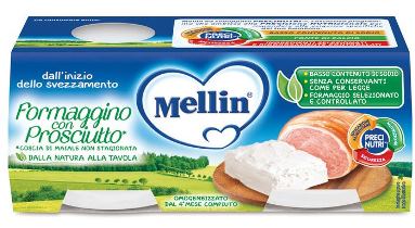 MELLIN BABY FORMAGGINO CON PROSCIUTTO 2 X 80 G - Farmacia Bartoli