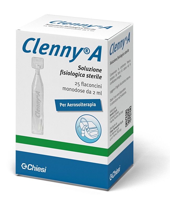CLENNY A SOLUZIONE FISIOLOGICA STERILE PER AEROSOLTERAPIA 25 FLACONCINI MONODOSE DA 2 ML - Farmacia Bartoli