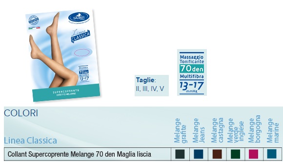 SAUBER COLLANT 70 DENARI SUPER COPRENTE MAGLIA LISCIA MELANGE MARINE 2 LINEA CLASSICA - Farmacia Bartoli
