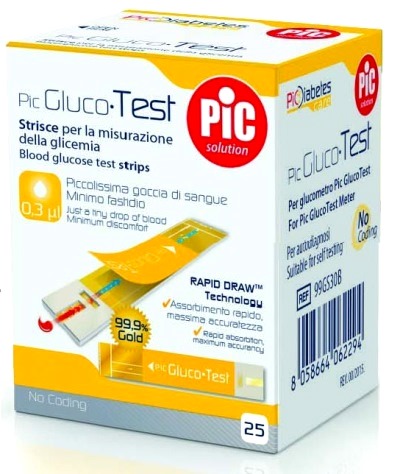 STRISCE MISURAZIONE GLICEMIA PIC GLUCOTEST 25 PEZZI - Farmacia Bartoli