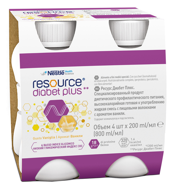 RESOURCE DIABET PLUS VANIGLIA 4 X 200 ML - Farmacia Bartoli