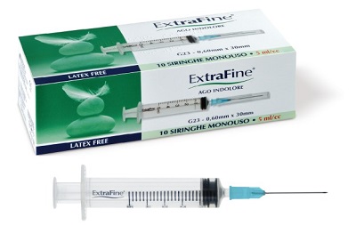SIRINGA EXTRAFINE 5 ML GAUGE 23 0,60X30MM 10 PEZZI - Farmacia Bartoli