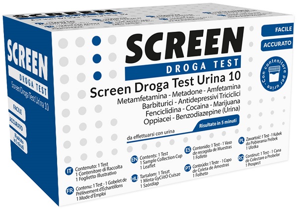 SCREEN DROGA TEST 10 DROGHE TEST ANTIDROGA CON CONTENITORE URINA - Farmacia Bartoli