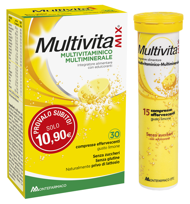 MULTIVITAMIX SENZA ZUCCHERO 30 COMPRESSE EFFERVESCENTI - Farmacia Bartoli