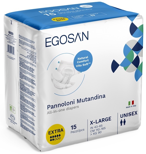 PANNOLONE A MUTANDINA PER INCONTINENZA GRAVE EGOSAN NATURAL COMFORT VITA SOFT EXTRA XL 15 PEZZI - Farmacia Bartoli
