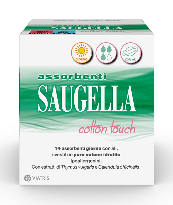 SAUGELLA COTTON TOUCH ASSORBENTI GIORNO CON ALI 14 PEZZI - Farmacia Bartoli