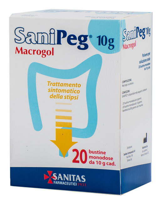 SANIPEG MACROGOL POLVERE PER SOLUZIONE ORALE 20 BUSTE DA 10 G - Farmacia Bartoli