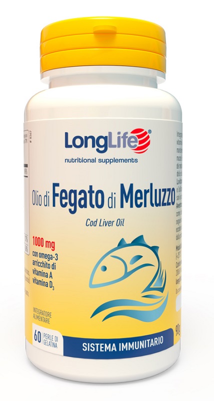 LONGLIFE OLIO FEGATO MERLUZZO 1000 MG 60 PERLE IN GELATINA - Farmacia Bartoli