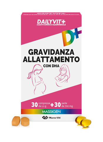 MASSIGEN GRAVIDANZA ALLATTAMENTO CON ACIDO FOLICO MULTIVITAMINICO E MULTIMINERALE 30 COMPRESSE RIVESTITE DA 1,1 G + 30 PERLE DA 700 MG - Farmacia Bartoli